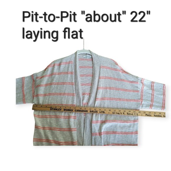 Madewell Bradley Beige Coral Striped Pocket Cardigan Sweater Size Large - Picture 8 of 13